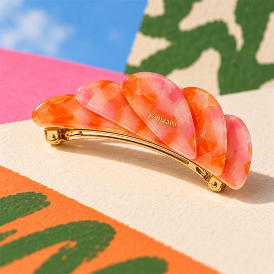 Femzaro Orange Shell Barrette