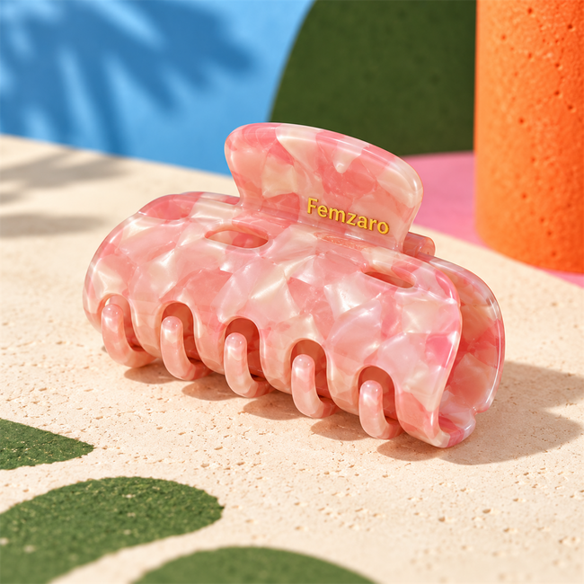 Femzaro Pink Marbled Hair Claw
