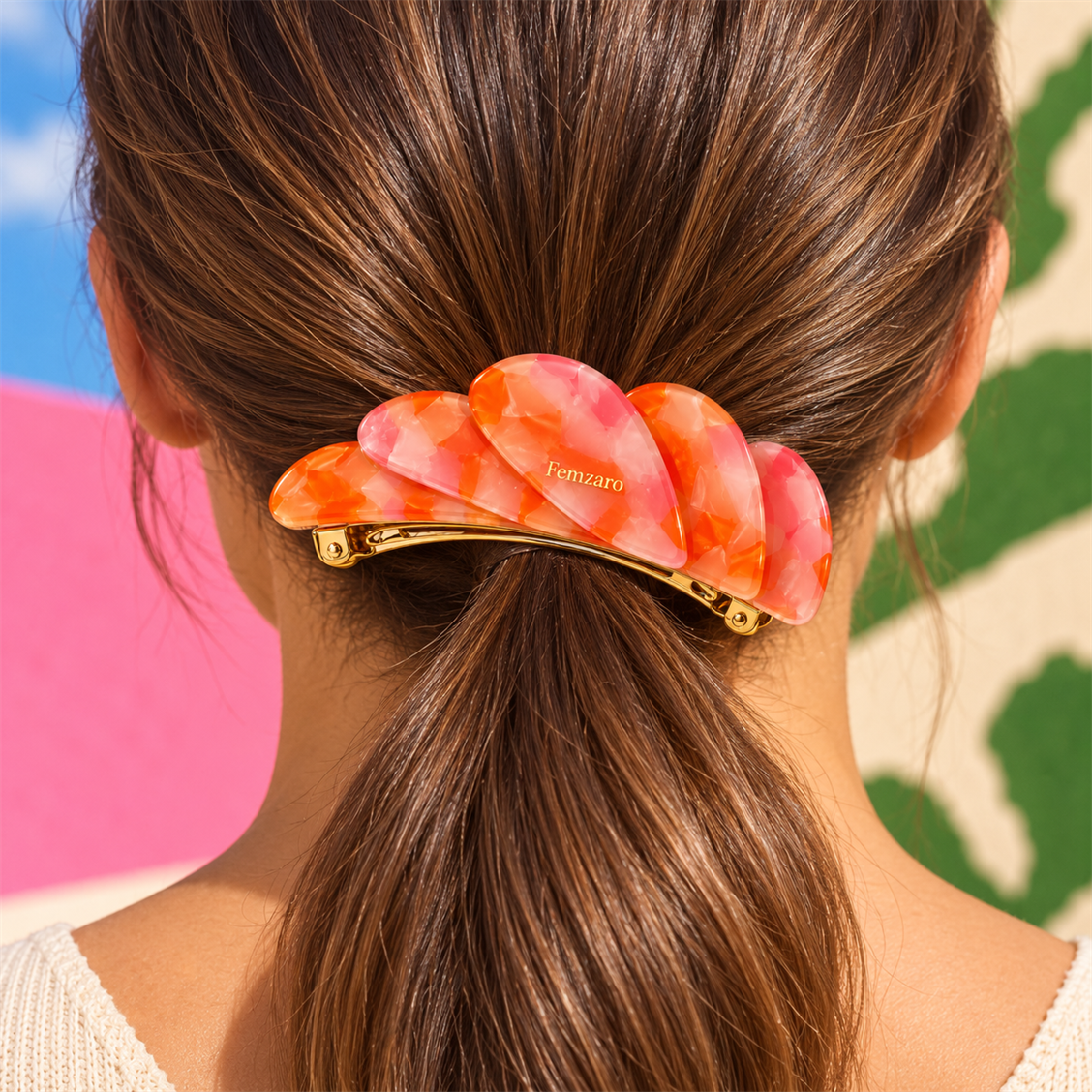 Femzaro Orange Shell Barrette