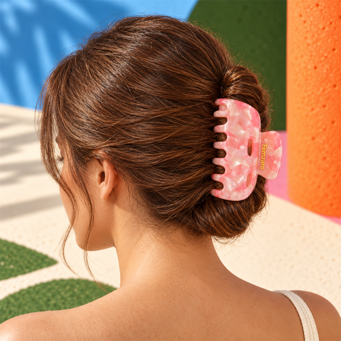 Femzaro Pink Marbled Hair Claw