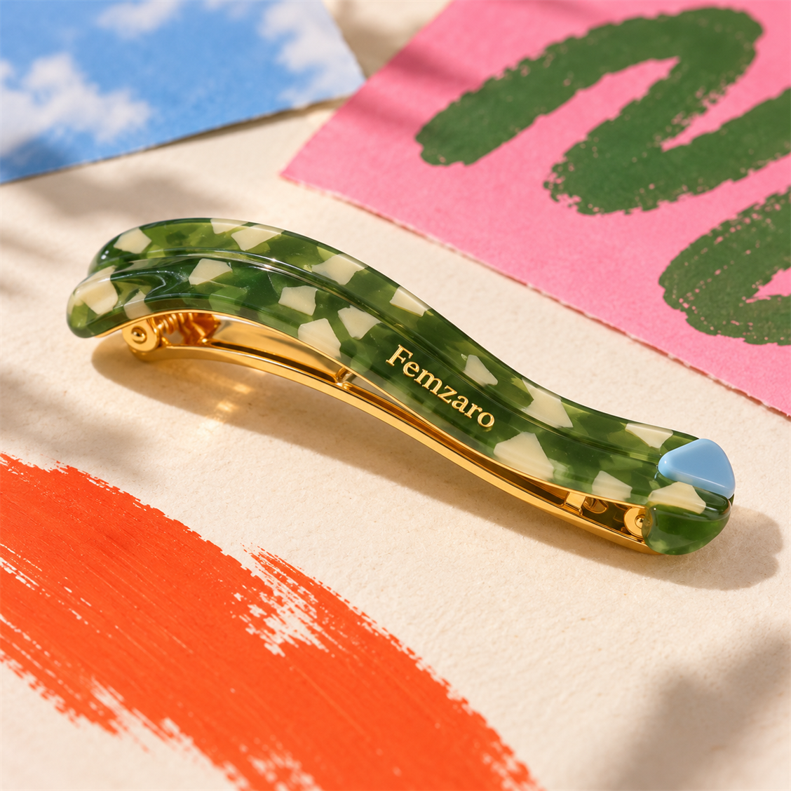 Green hair clip